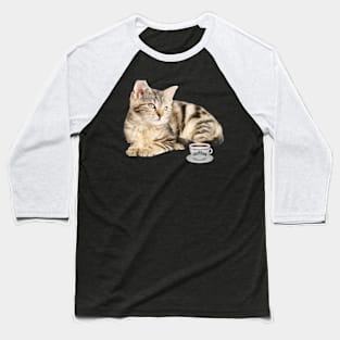 Cat and Coffee Baseball T-Shirt